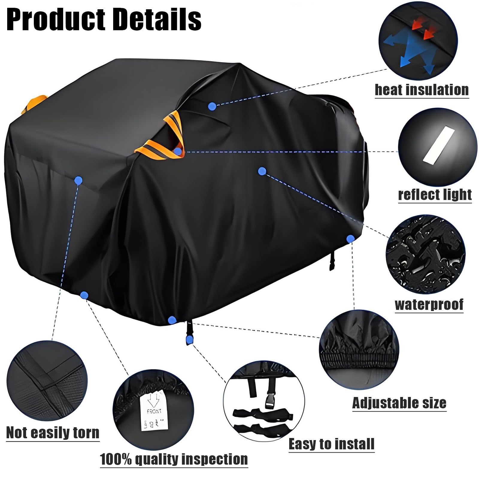 SecosAutoparts Fundas completas impermeables compatibles con ATV completo para bicicleta de playa, color negro