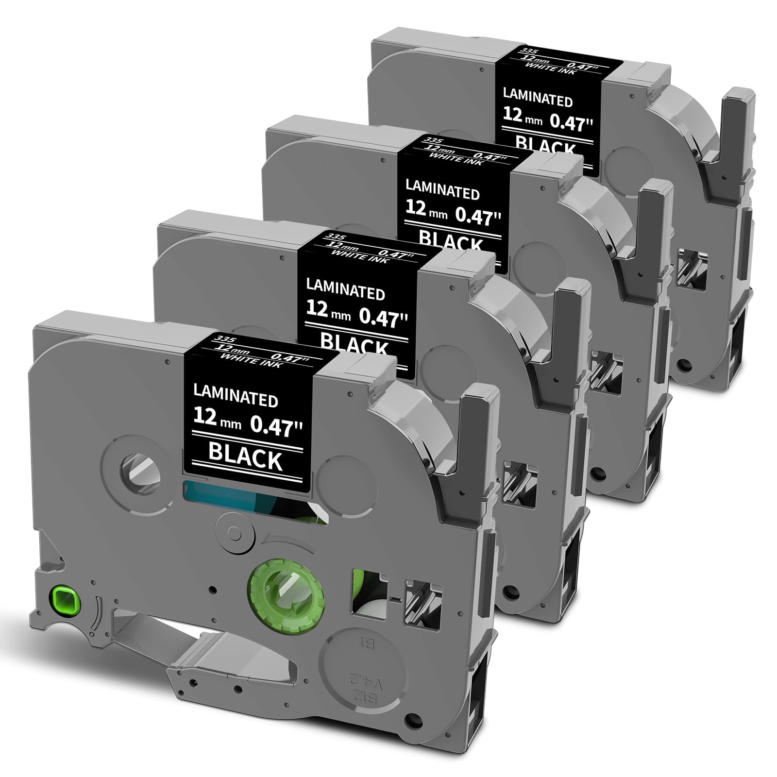 Oozmas TZe-335 Black Label Tape Replacement for Brother Label Maker Tape White on Black P-Touch TZe Tz 12mm 0.47 Laminated Work for PT-D210 PT-H110