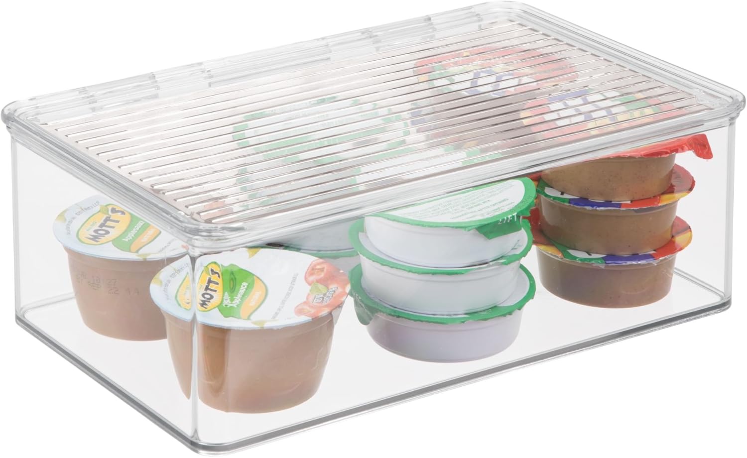 Clear Stackable Plastic Kitchen Organizer Bin with Lid