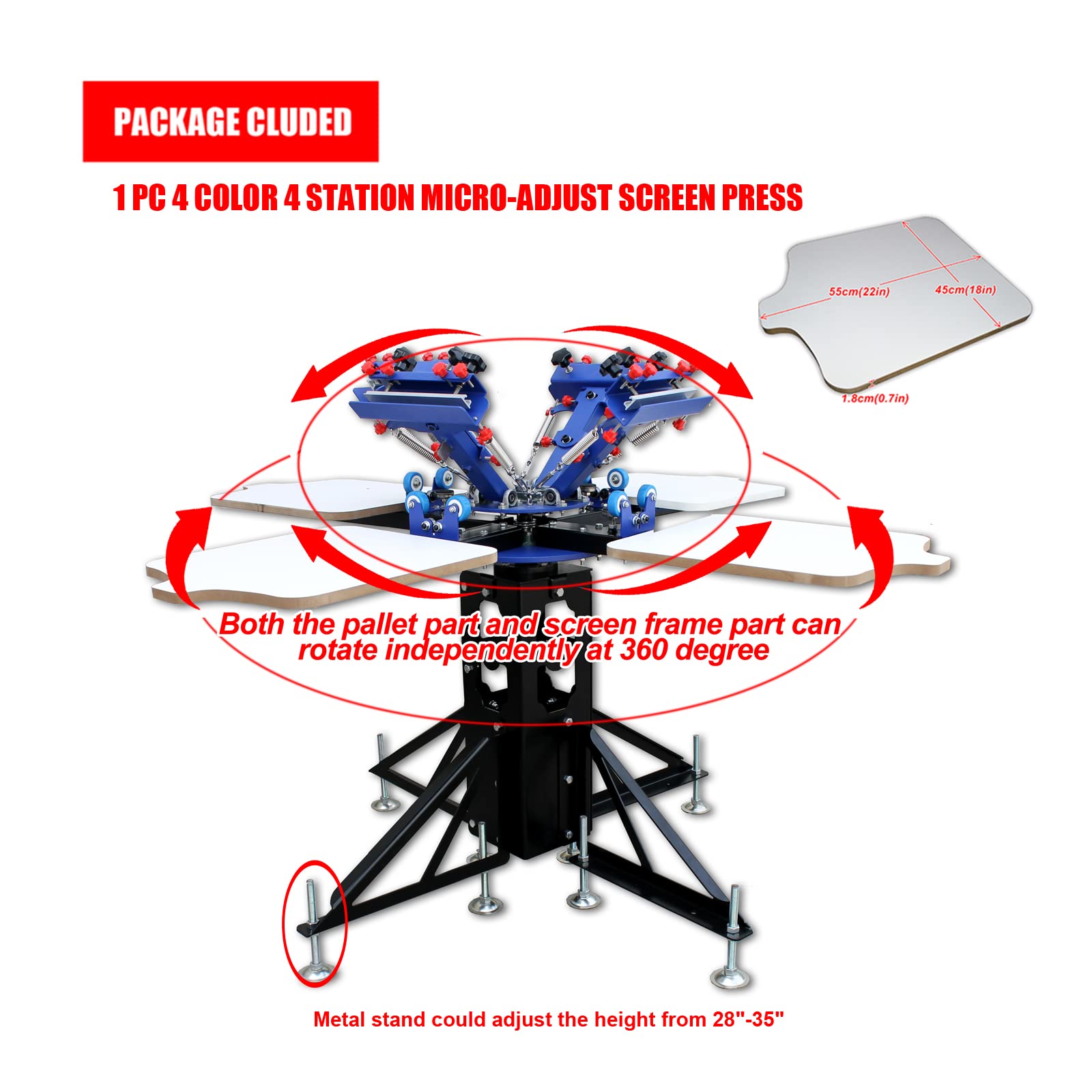 Tianiuseen Screen Printing Kit 4 Color 2 Station Screen Printer Silk Printing Press Equipment Material Screen Printing Flash Dryer for T-Shirt DIY