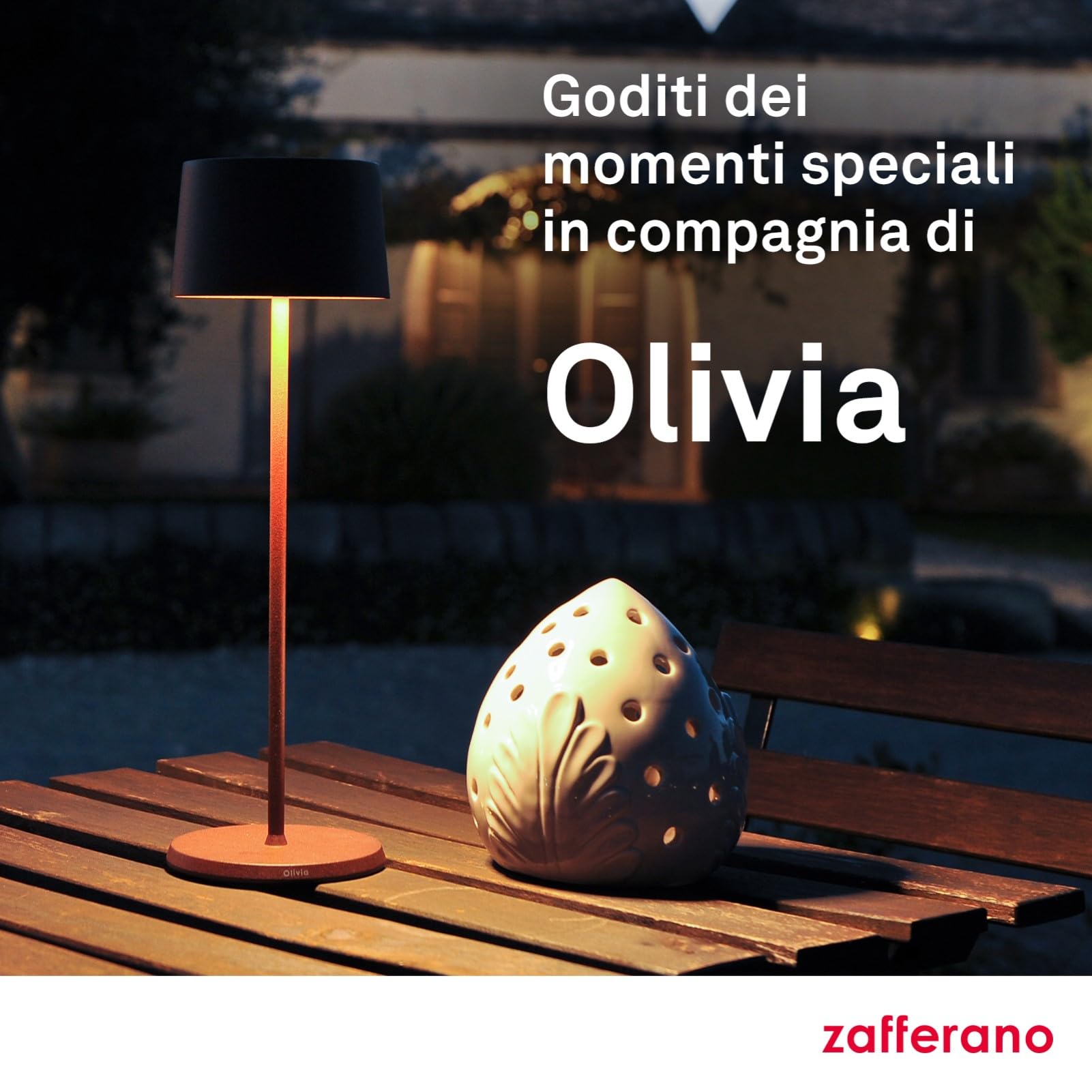 Zafferano Lampada Olivia Pro, Lampada da Tavolo Ricaricabile e Senza Fili con Controllo Touch, Adatta per Salotto ed Esterni, Dimmer, 2700-3000 K, Altezza 35 cm, Colore Grigio Scuro