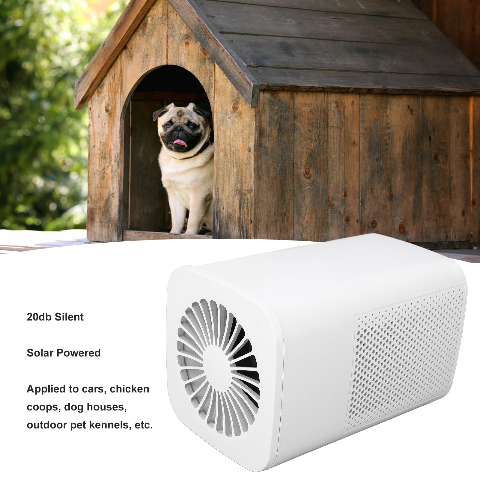 99.97% Filtration Efficiency Powerful Motor Solar Powered Portable Air Purifier for Bedroom, 880 sq ft Coverage, Solar Panel 10W, Dog House, Chicken Coop, Auto