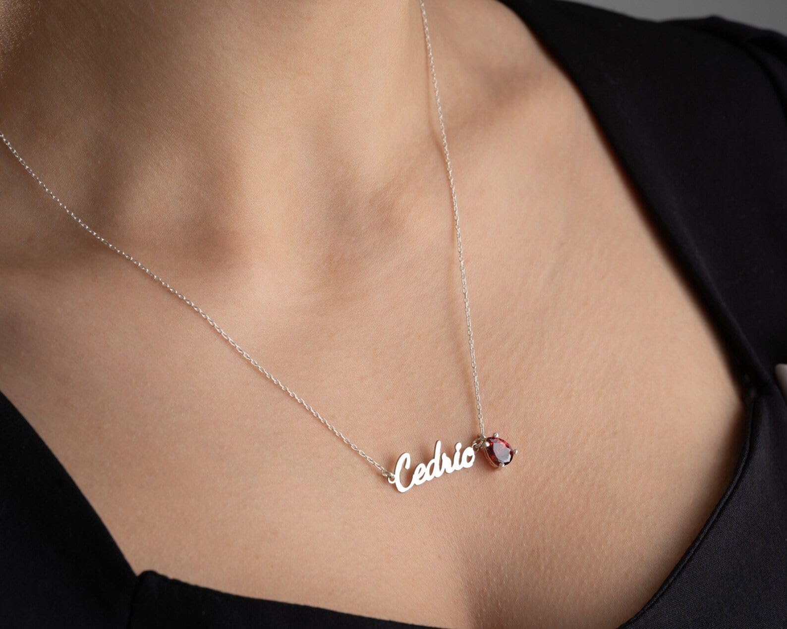 Nome e collana con pietra portafortuna personalizzato con nome Festa della Mamma Natale anniversario compleanno, Design minimalista