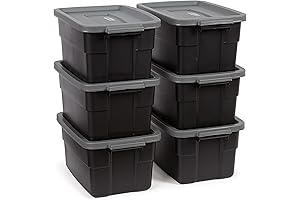 Roughneck Tote 3 Gal - 6 Pack Black & Grey Rubbermaid Tub