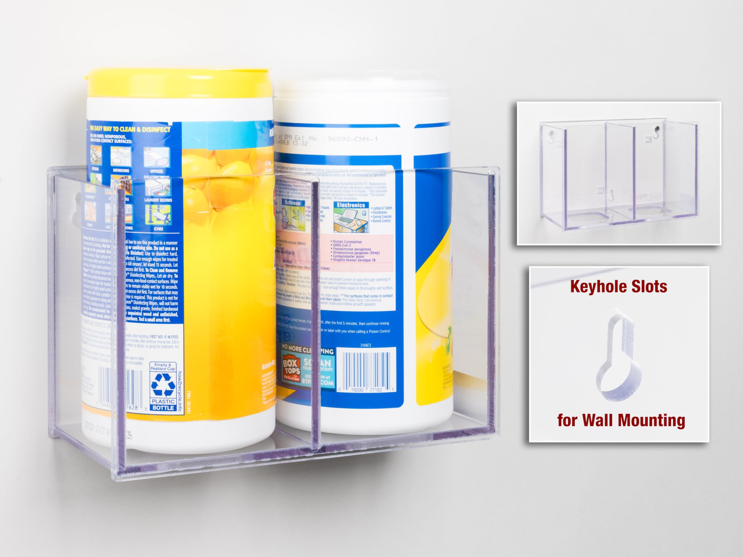 Wipe Tub Holder-4.5x4.5x7-2 Space (Wall Mount)