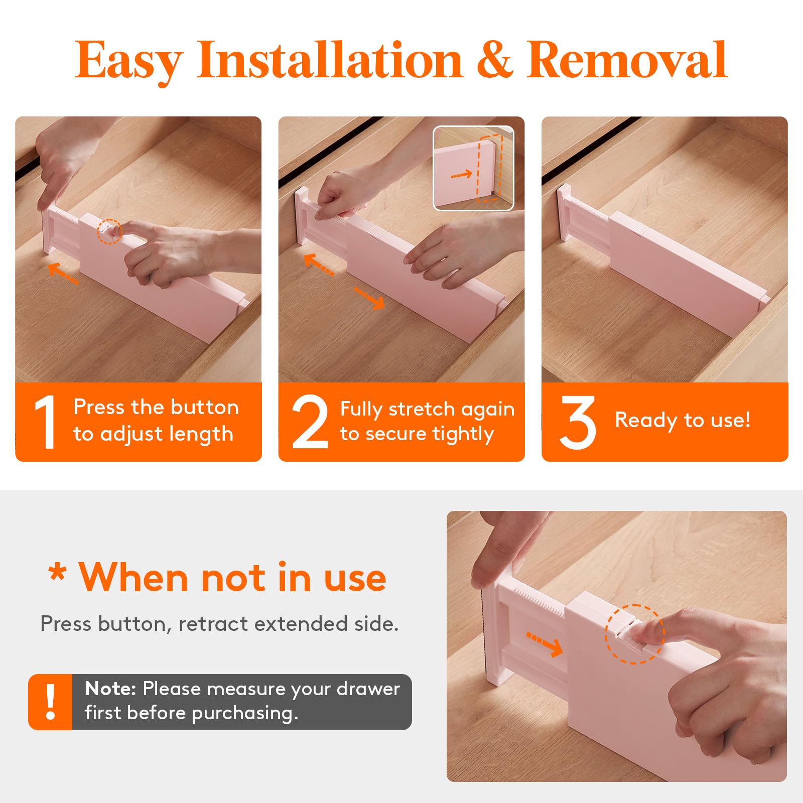 Lifewit Confezione da 9 divisori per cassetti alti 10,2 cm, regolabili da 27,9 a 43,2 cm, separatori espandibili per comò in camera da letto, bagno, cucina, frigorifero, ufficio, organizzazione e