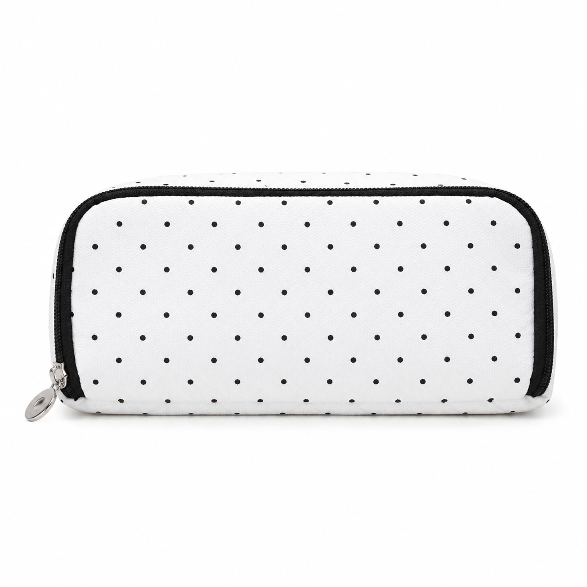 Black Polka Dot Pencil Case, Multi Compartment Canvas Pencilcases (Polka dots)