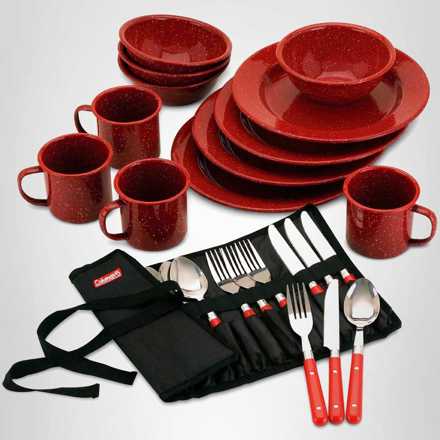Amazon.com : Coleman 24-Piece Enamel Dinnerware Set for Outdoor