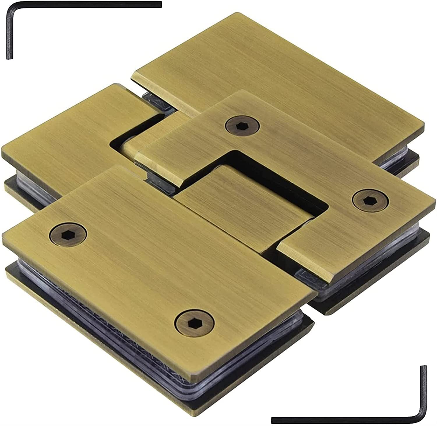 Dimeiyan One Color 2 Pcs 8-12Mm Two-Way Bathroom Glass Clamp, 304 Stainless Steel Door Hinges, Bronze 180° Swing Shower