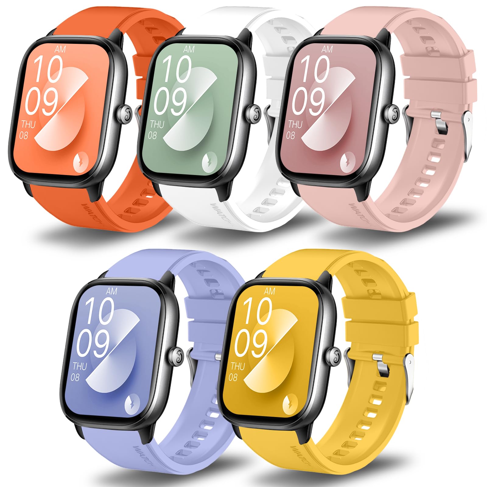 5 Pieces Straps 20 mm Compatible with Amazfit GTS 4/GTS 4 Mini, GTS 3, GTS 2/GTS 2 Mini/GTS 2e, Silicone Strap for Amazfit Bip 3/Bip 3 Pro, Bip U/Bip U Pro, Bip S/Bip S Lite, Bip/Bip Lite