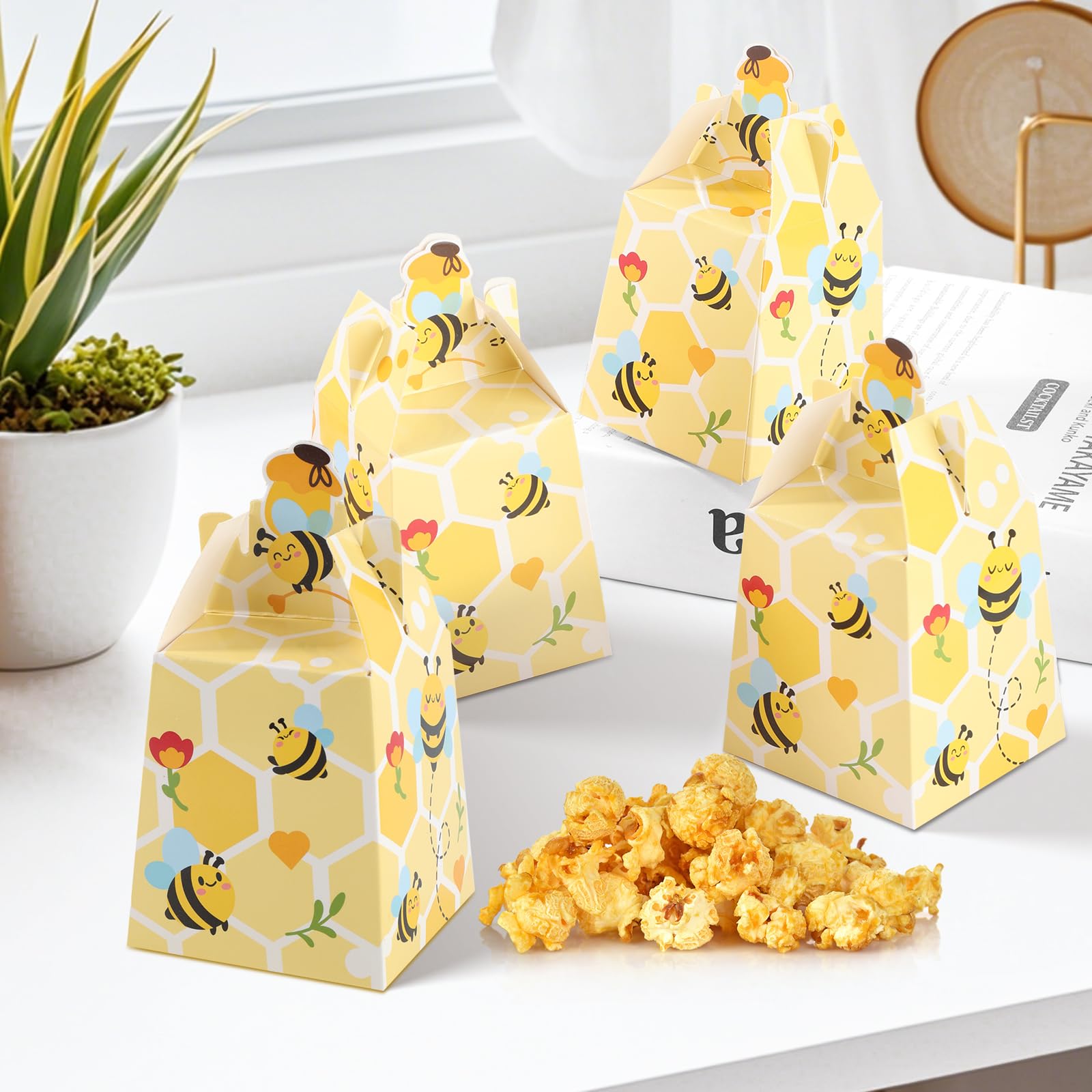 Cyblinia 100-Pack Bee Hive Gift Boxes With Ribbons - 2.8" Paper Favor Boxes For Candy, Baby Shower & Parties - View #4