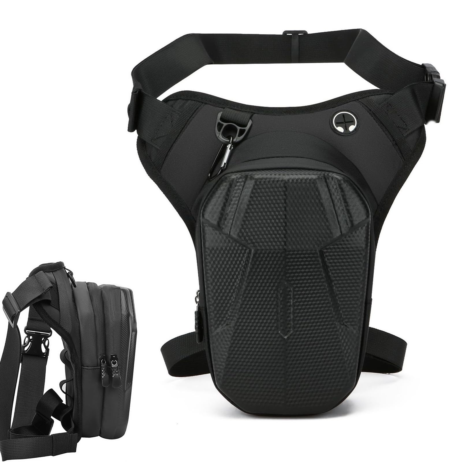 Marsupio Gamba Moto per Uomo & Donna in EVA Borsa Gamba Moto Impermeabile Marsupio Cosciale con Cintura Regolabile per Ciclismo Trekking Pesca Corsa(Nero)