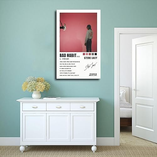 Miniatura 4 de Fyzuf Póster de lienzo con texto en inglés "Singer Steve Lacy Music Bad Habit Bad Habit" para decoración de pared, pinturas para sala de estar,
