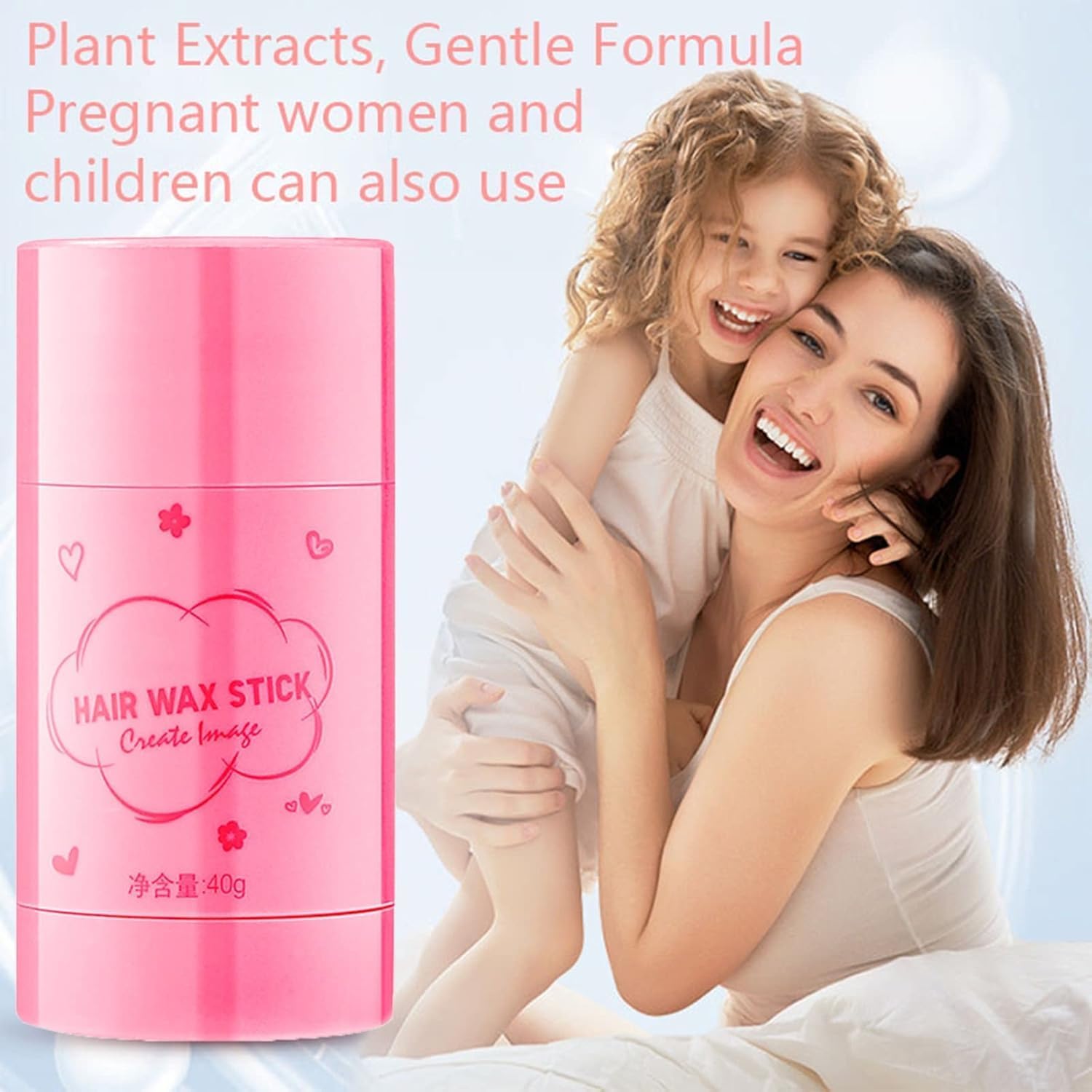 SWIREUK Hair Wax Stick Long Lasting Styling Non Greasy Bangs Women For Frizzy Hair Stick, Natural for Wigs, Broken Hair, Flying and Frizz Pink, 40g, Long-Lasting Styling, Pink (40GM, Unscented) 2