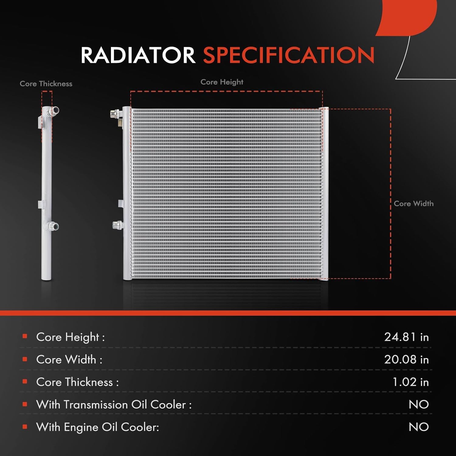 A-Premium Engine Coolant Radiator Compatible with BMW 530e 530i 540i 740e 745e 740i xDrive 530i 540i 740i 640i xDrive Gran Turismo, 840i Gran Coupe, 840i xDrive Gran Coupe, Intercooler Cooling