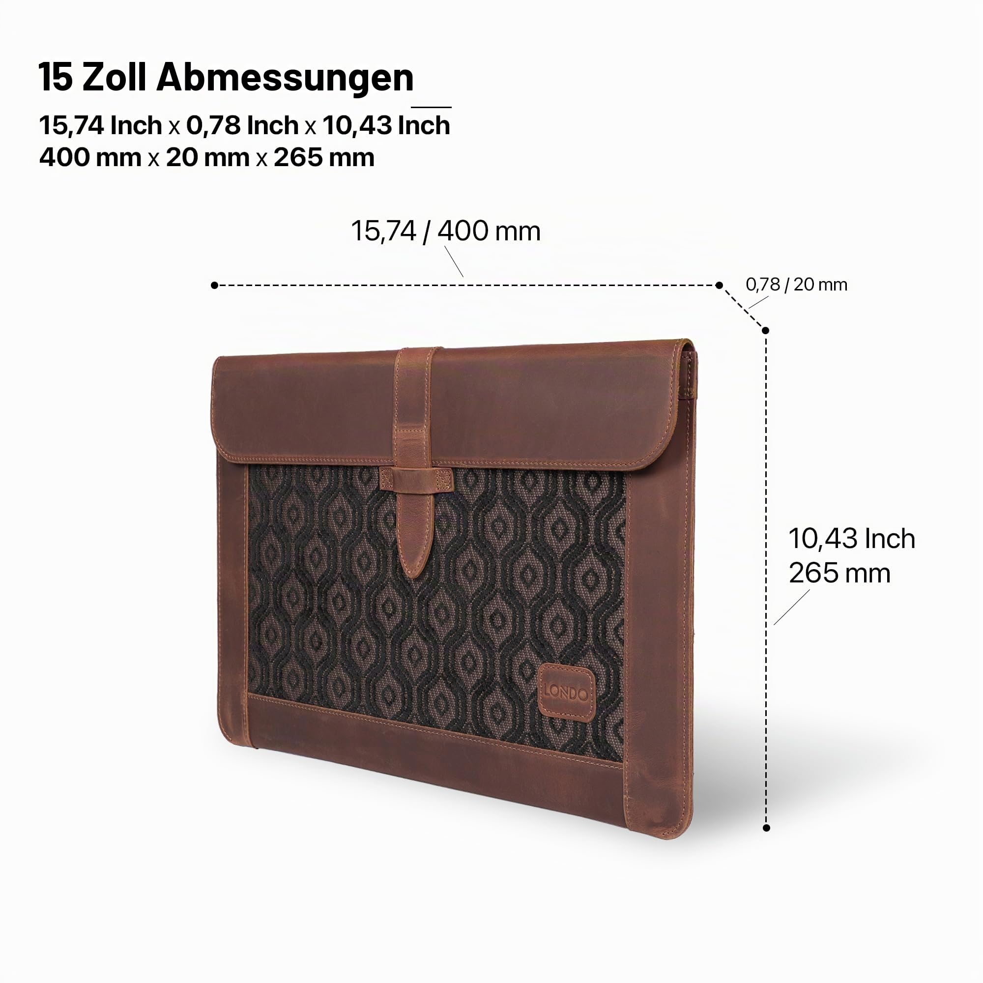 Londo Echtleder Tasche, Hülle für MacBook Pro – 13,3 & 13 Zoll und iPad Pro 12.9 Zoll Kompatibel mit M1 and 2020 Model (Blau) (Zimt, 16 Zoll)