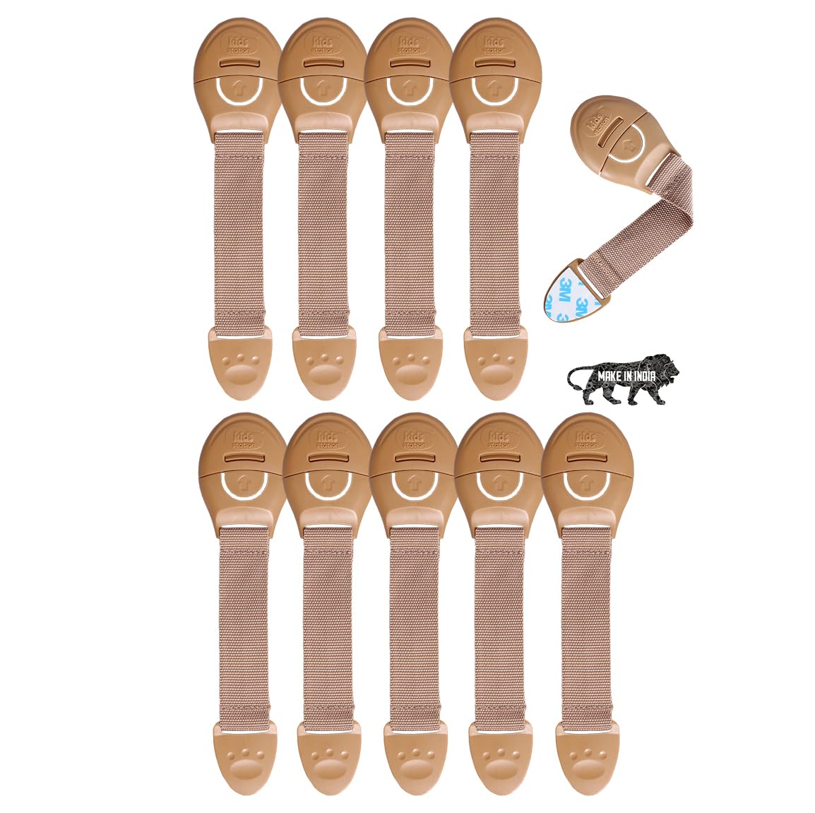 KIDS STATION™ Furniture Safety Locks for Kids, Pack of 10, Beige Locks, Made in India Child Safety Locks for Drawer, Cabinet, Cupboard, Baby Proofing Product, Strong Adhesive Safety Lock (B0CN17F5VY) Amazon Price History, Amazon Price Tracker