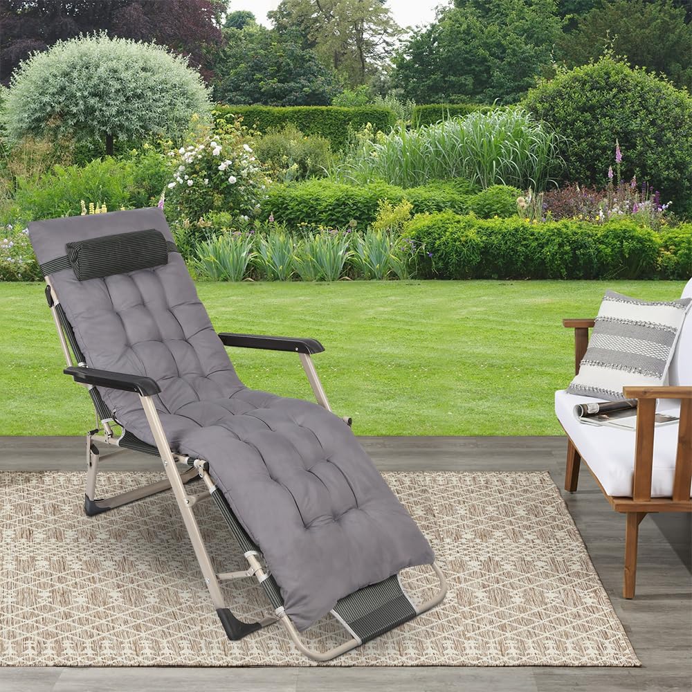 Lit de Camping Pliable avec Dossier Réglable, Lit de Camp Portable avec Matelas, Chaise Longue Inclinable, pour Maison, Randonnée, Charge 150 KG