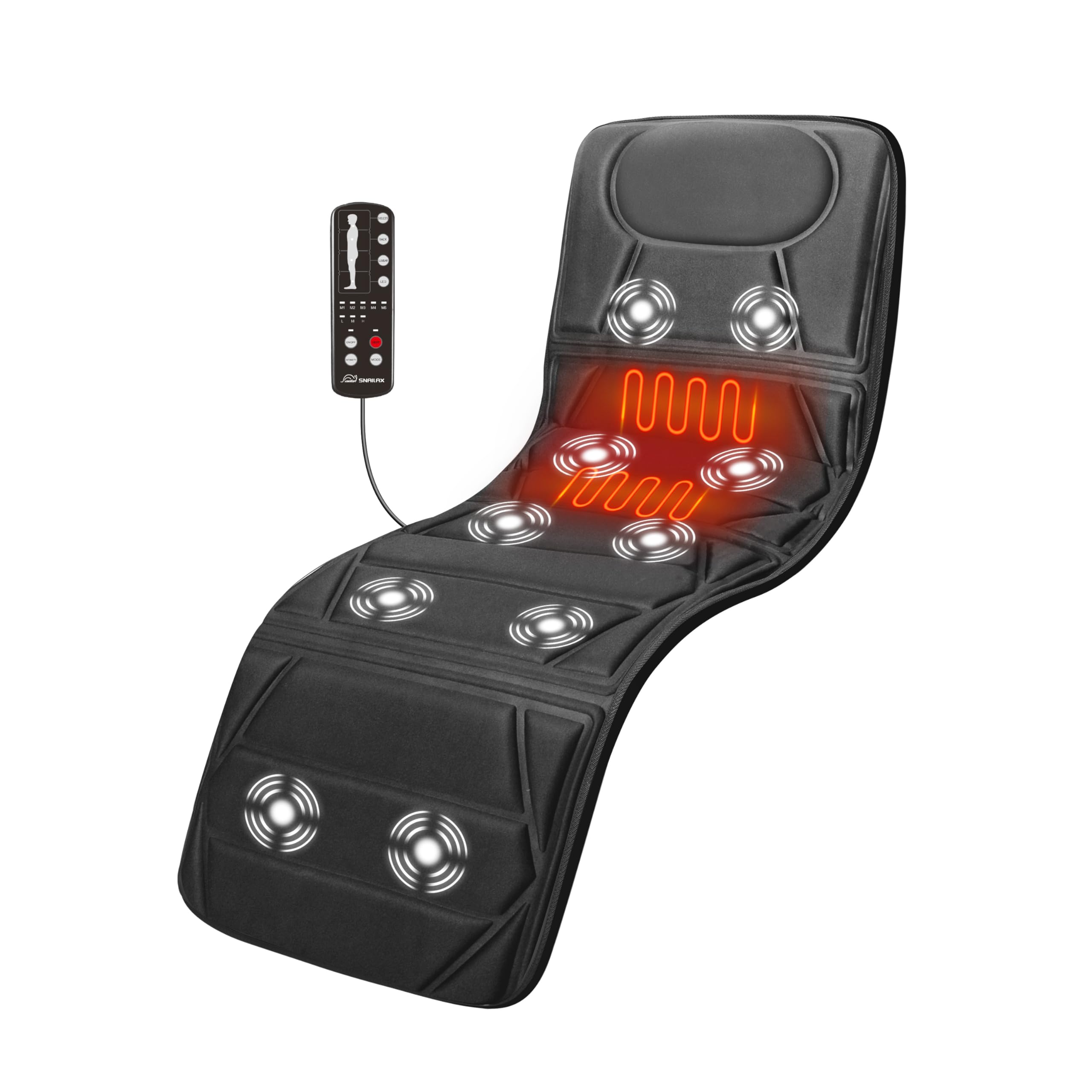 Snailax Massage Mat with Heat, Back Massage Pad for Bed, Chair, 10 Motors  Vibrating Massage Mattress Pad with Heating Pads for Back, Full Body