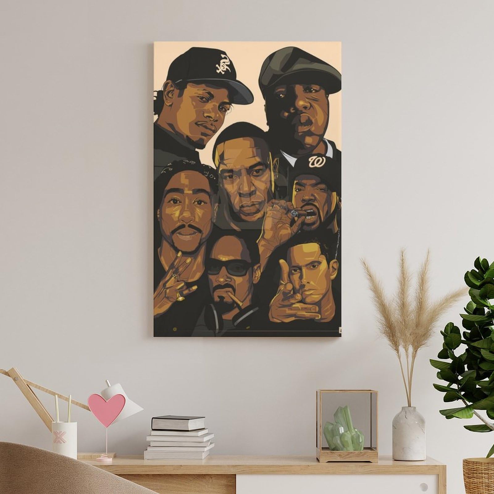Poster artistico su tela, motivo: cantante rap, hip hop, tutte le stelle, decorazione da parete, poster decorativo moderno, 60 x 90 cm