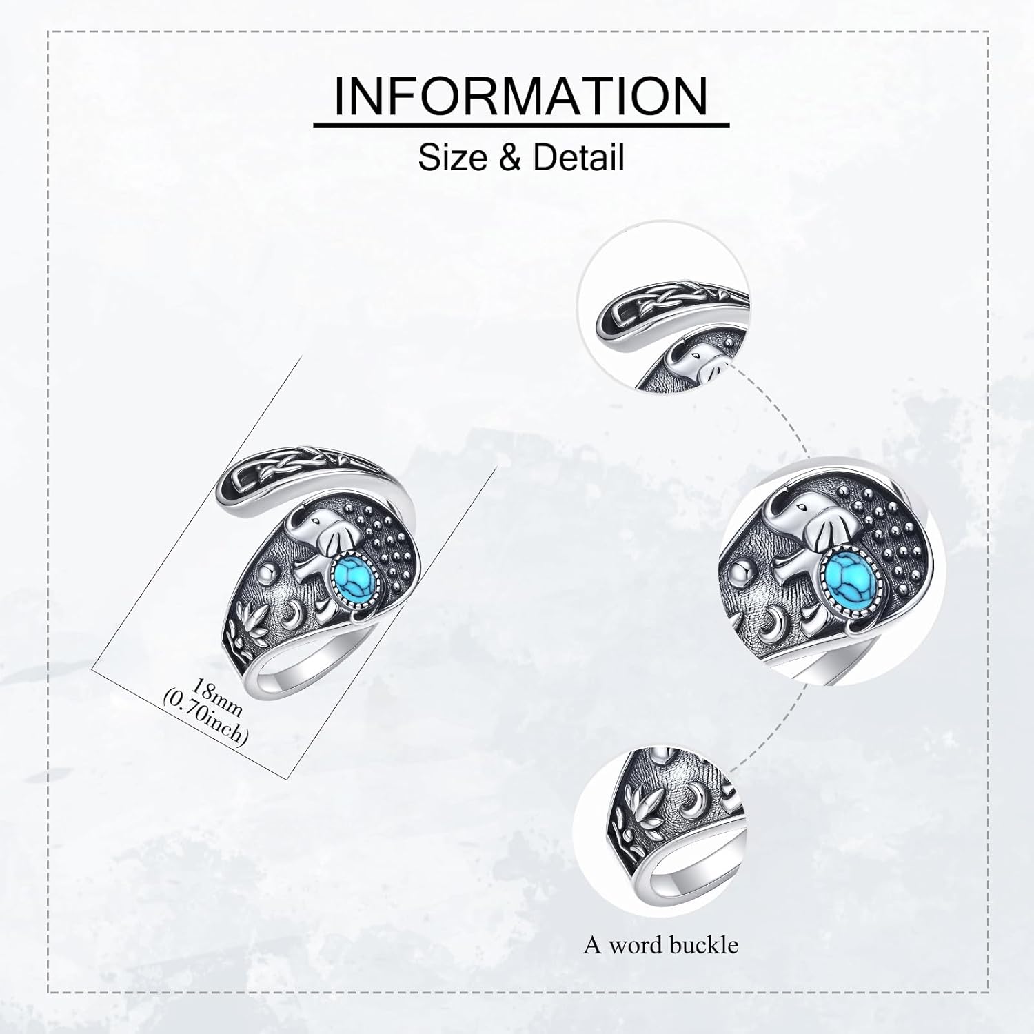 YAFEINI Elephant Ring Sterling Silver Lotus Ring Celtic Knot Spoon Rings Turquoise Elephant Jewelry Lotus Flower Gifts for Women