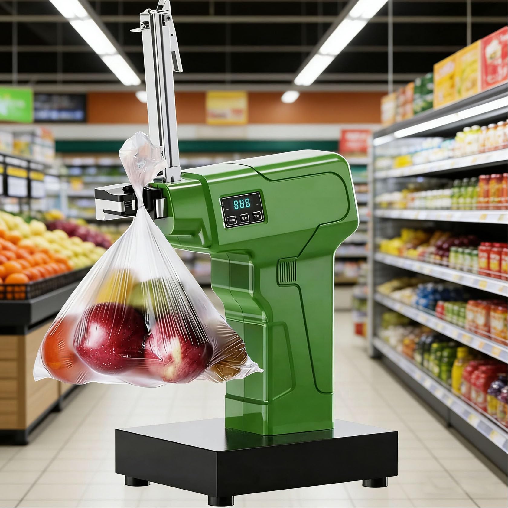 Genérico Máquina para engastar Salchichas en Forma de U con 5000 Grapas, Herramienta de Atado para supermercados y Tiendas de Alimentos Frescos, Panel de Control fácil de Usar (Verde)