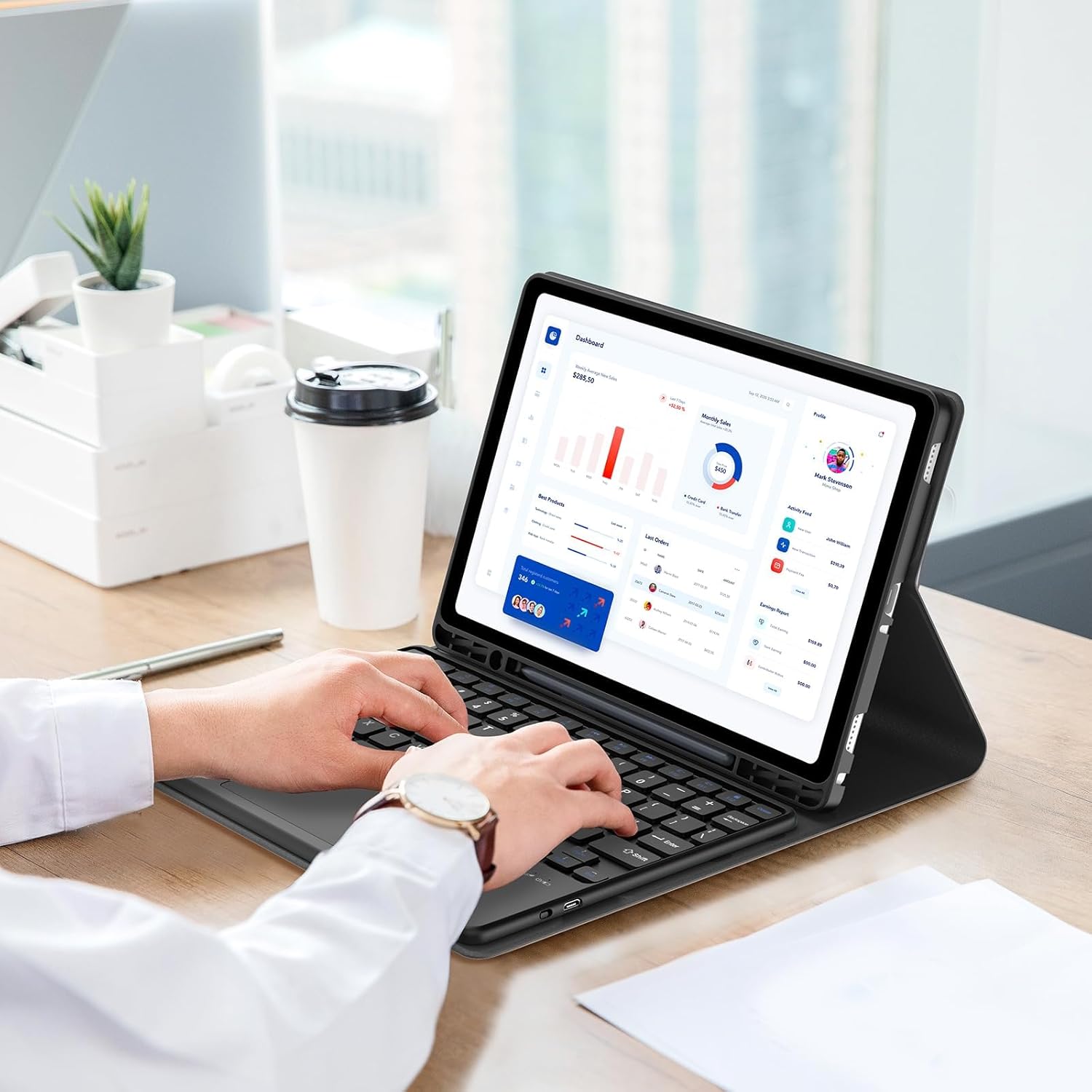 Keyboard Case for Galaxy Tab A9 Plus 5G 11 Inch 2023, Multi-Touch Trackpad, Detachable Bluetooth Keyboard, Auto Sleep/Wake, Long Battery Life, Smart Folio Cover with S Pen Holder for Tab A9+ 11" Black