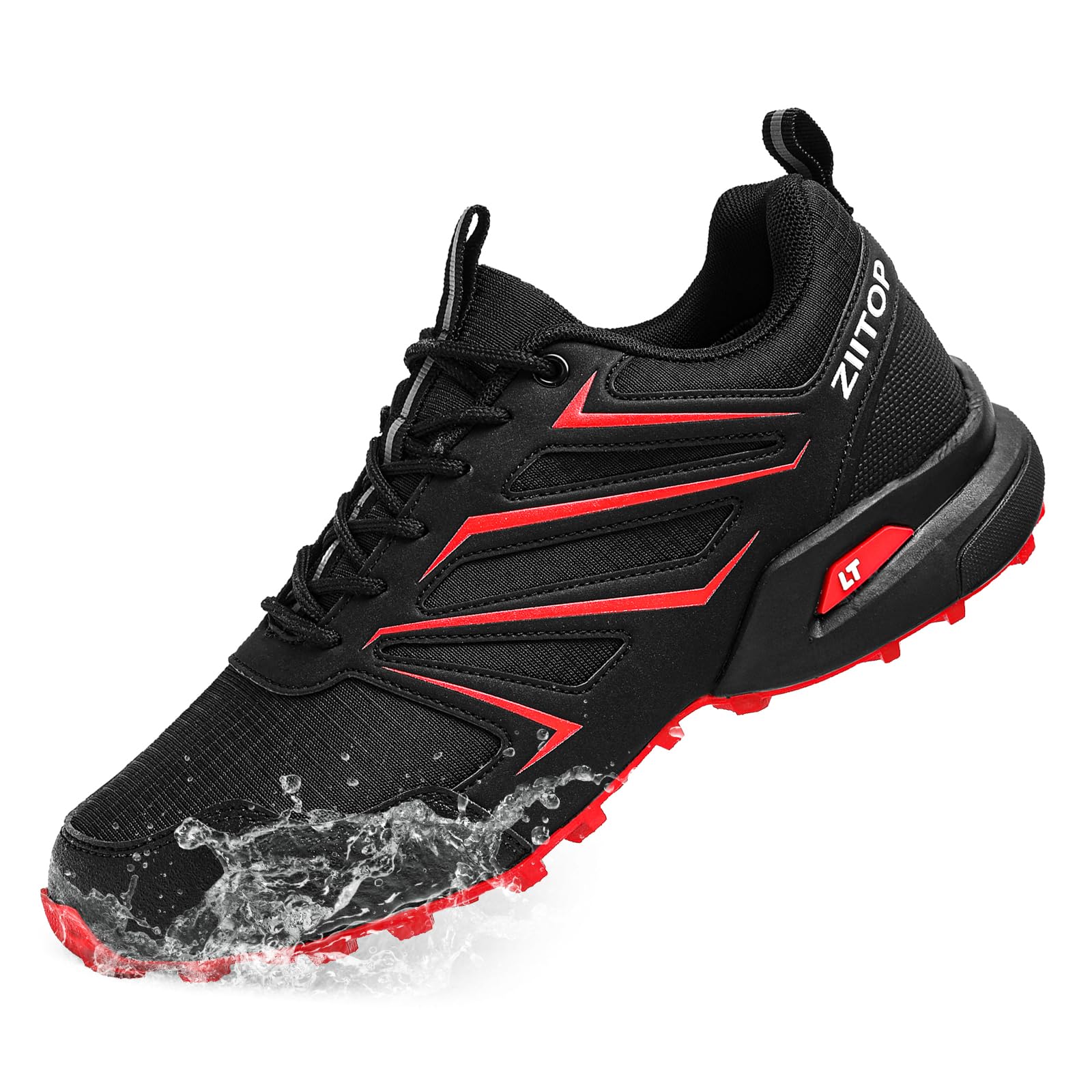 Mens Trail Running Shoes Waterproof Non-Slip Hiking Walking Sneakers for Outdoor Trailing Trekking Camping Quest Black-image-45