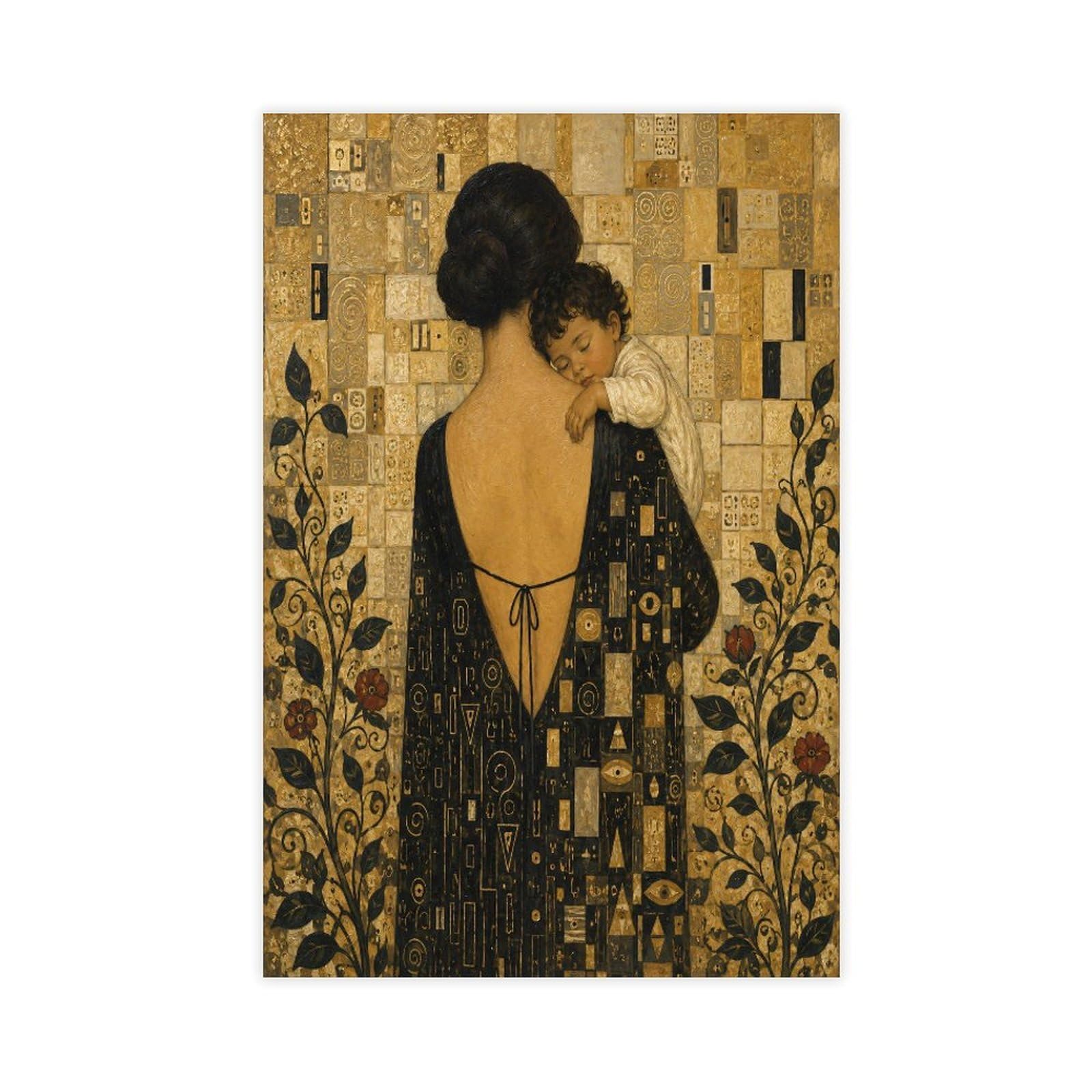 W7c8u2x3 Unframe-Style-12 Mother Child Embrace Canvas Wall Art, Realist Painting Entryway