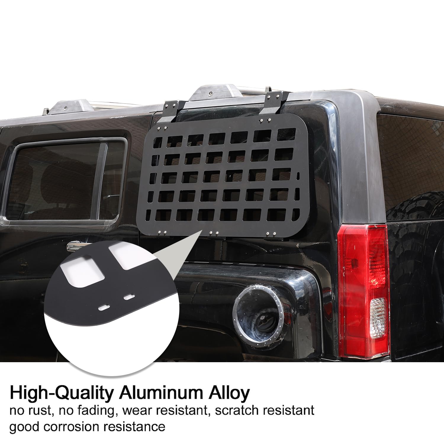 PIUGILH Rear Window Storage Molle Panel Kit for Hummer H3 2005-2009, Rear Window Panel Rack Protective Decoration, 2Pcs