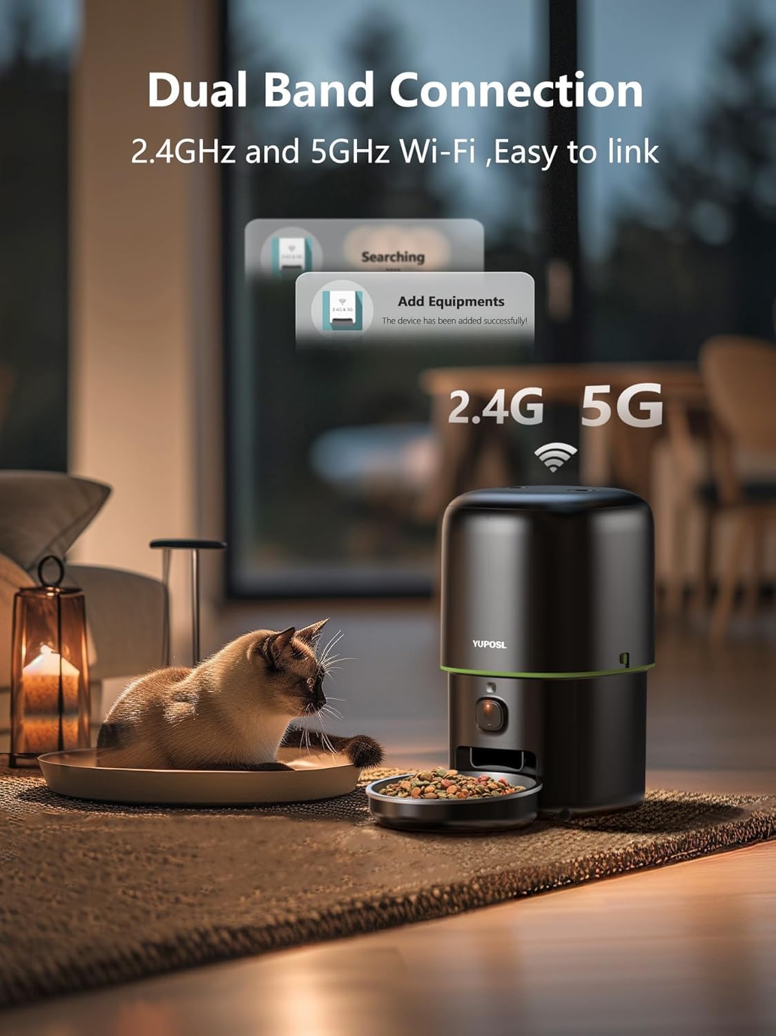 Automatic Cat Feeder with Camera - 5G WiFi Auto Cat Food Dispenser, 1080P HD Video with Night Vision, 1-15 Meals, 1-99 Portions, 2-Way Audio, Keeps Food Fresh, 4L Timed Pet Feeder Also for Dogs - image 5