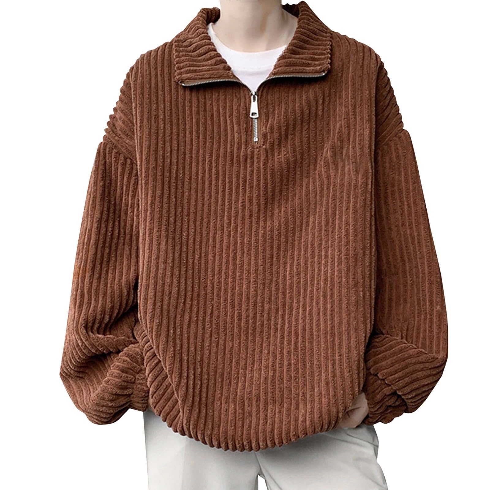Pull homme col rond en maille fine stretch et top manches longues chaud - 4