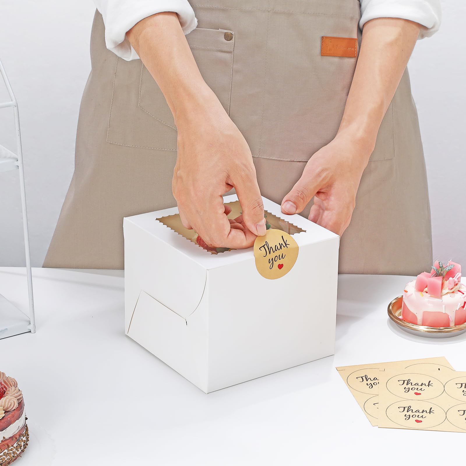 Cake Boxes with Window - 4 Pack for Desserts & Parties -4 Cake Boxes with Window - 4 Pack for Desserts & Parties -4
