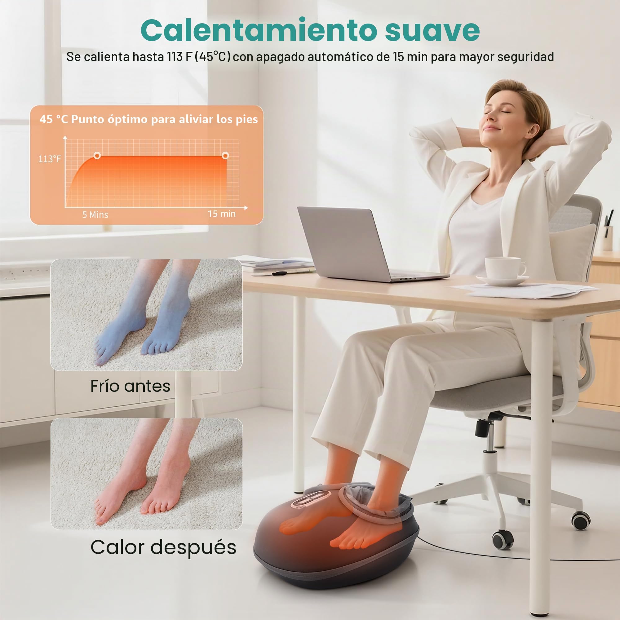 Nekteck Masajeador de pies con calor: Masajeador Shiatsu de pies con control remoto mejorado (modelo 2026) para fascitis plantar, terapia de amasado profundo y compresión de aire (Negro)