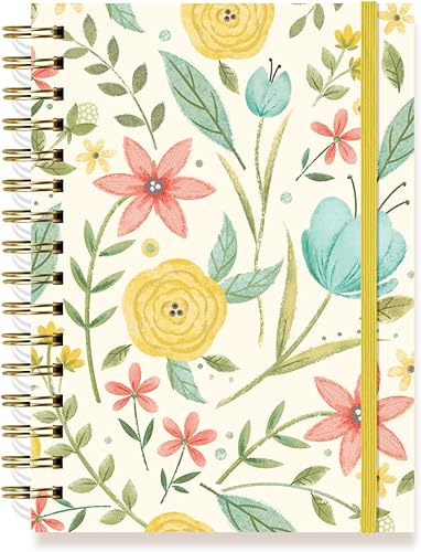 Designer Greetings, Designer Papers - Diario de tapa flexible con banda elástica, flores de primavera, 320 páginas (6 x 8.25 pulgadas), perfecto