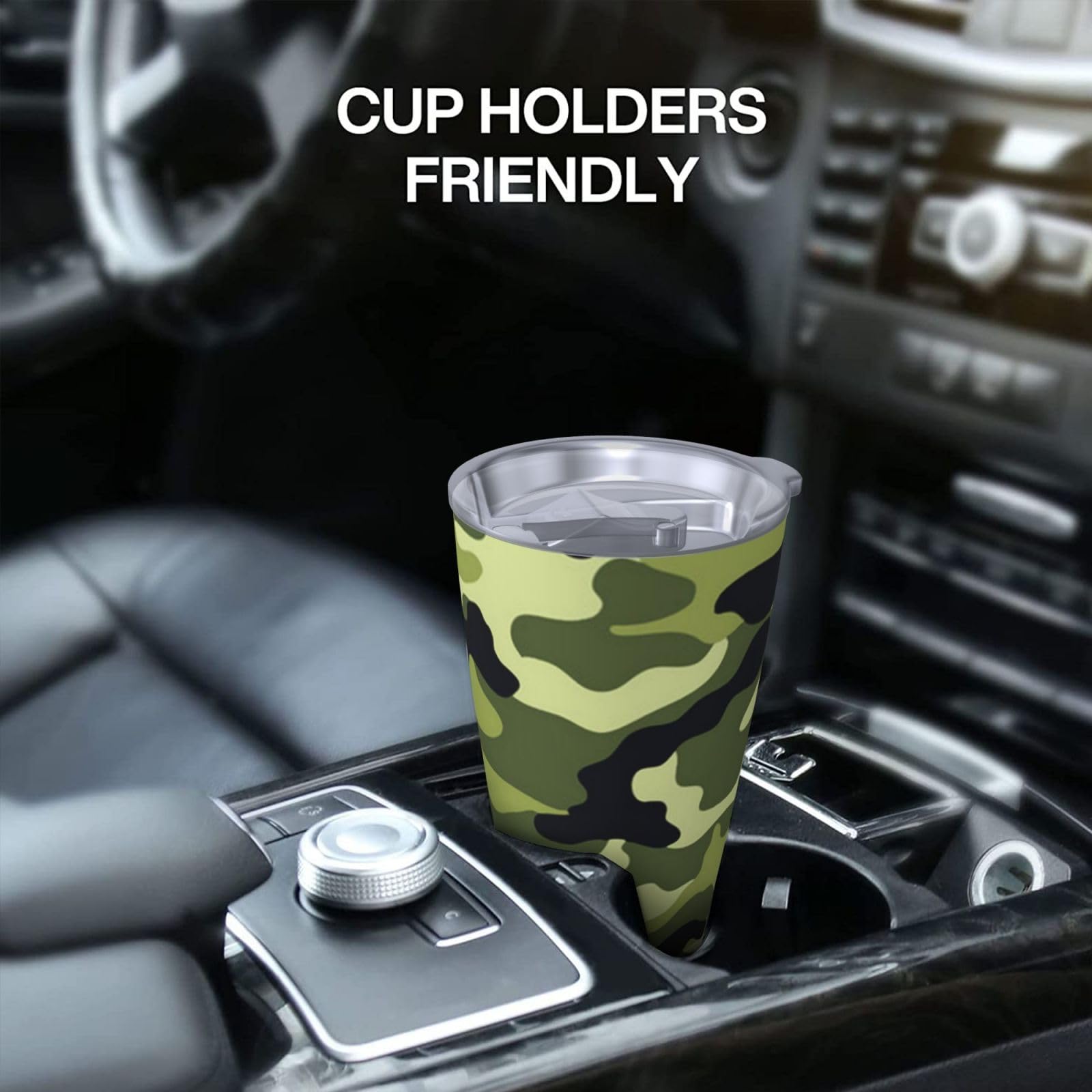 Tazza portatile dell'acciaio inossidabile della tazza dell'automobile della tazza dell'automobile stampata verde di camo 20oz