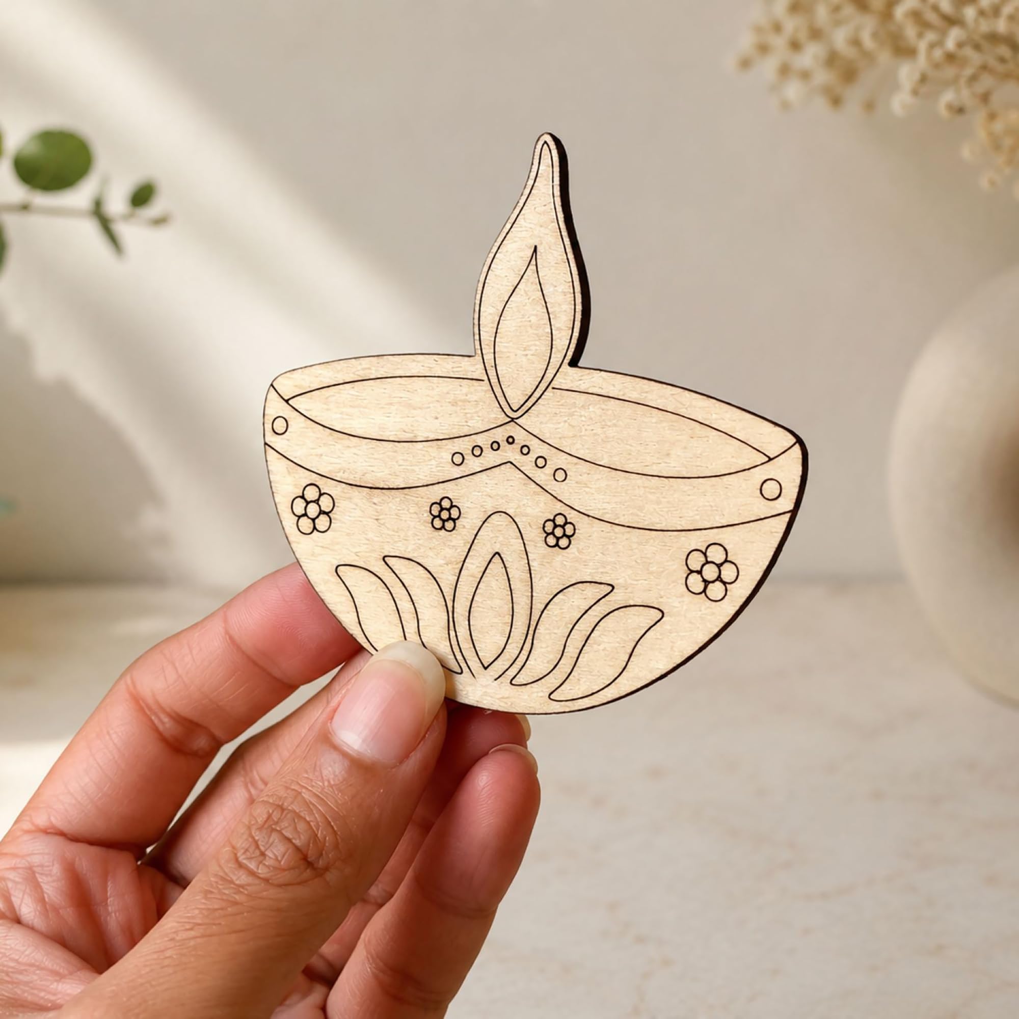 Diya MDF DIY Art & Craft Base for Kids, Diwali Diya Painting & Decorating Activity, MDF Craft Shapes for Colouring, 4 x 3.2 Inch, Pack of 10, Cliths-image-11