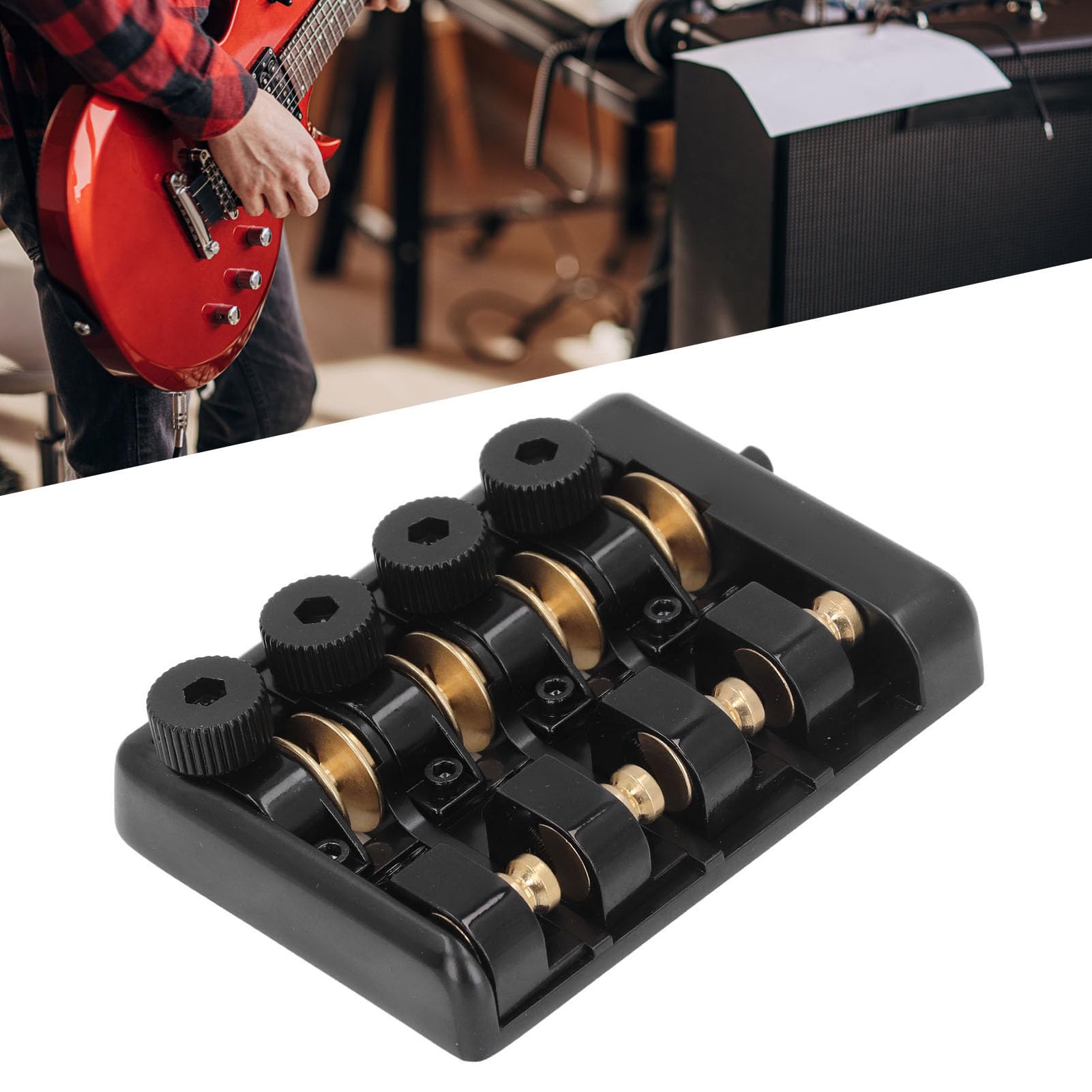 Zinc Alloy Brass 4 String Headless Electric Bass Bridge Replacement with String Lock - Robust Construction, Smooth Performance - Designed for 4 String Headless Electric Basses