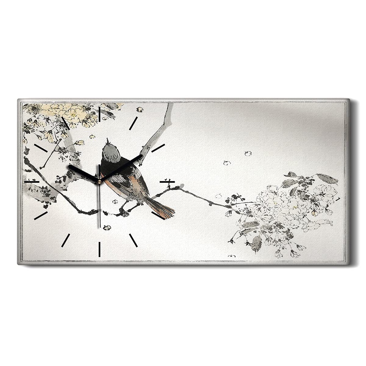 Horloge sur toile oiseau asiatique pour créer un salon zen et design