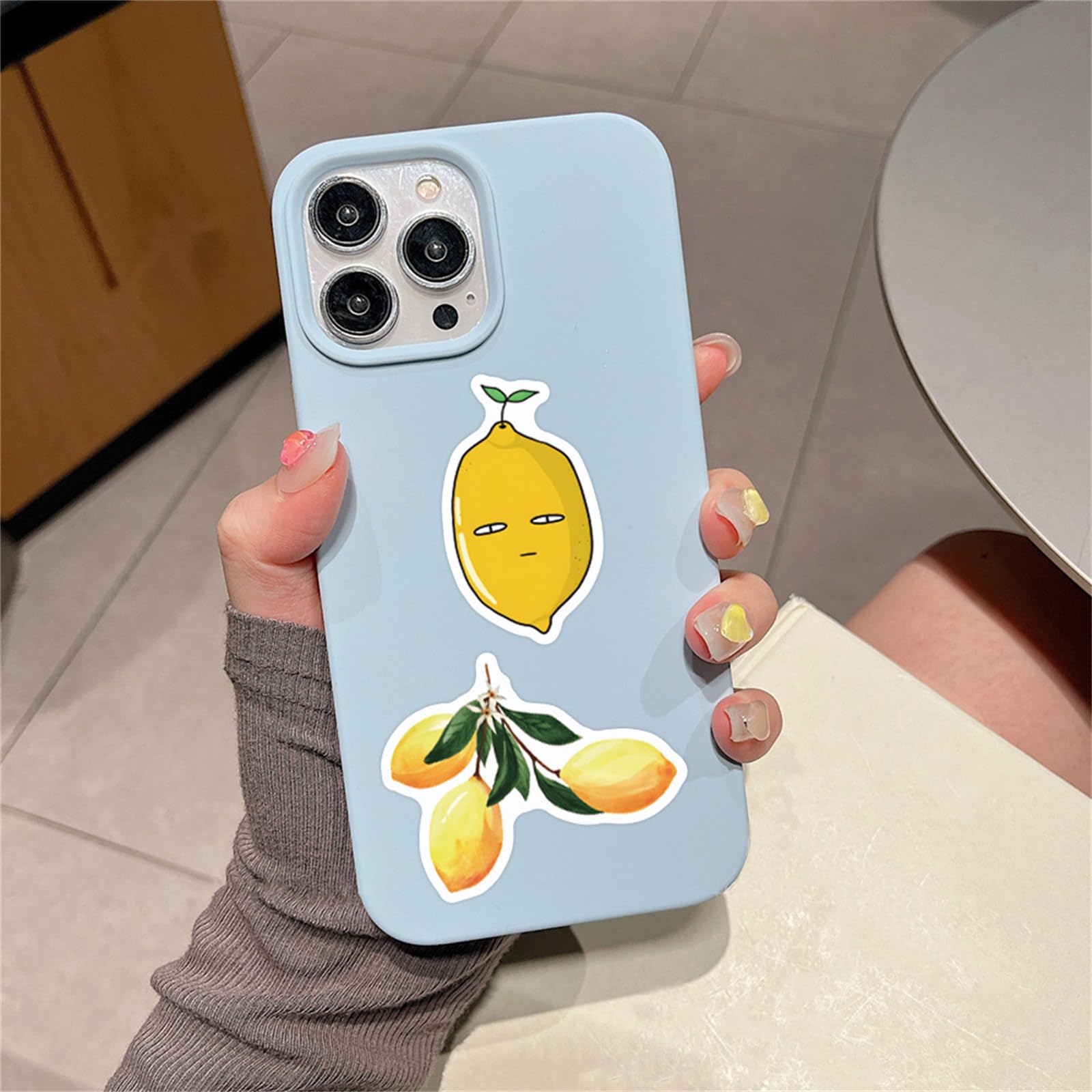 50 adesivi Kawaii in vinile con limoni freschi, impermeabili, per bottiglie d'acqua, laptop, bagagli, tazze, telefono cellulare, skateboard, chitarra (limone)