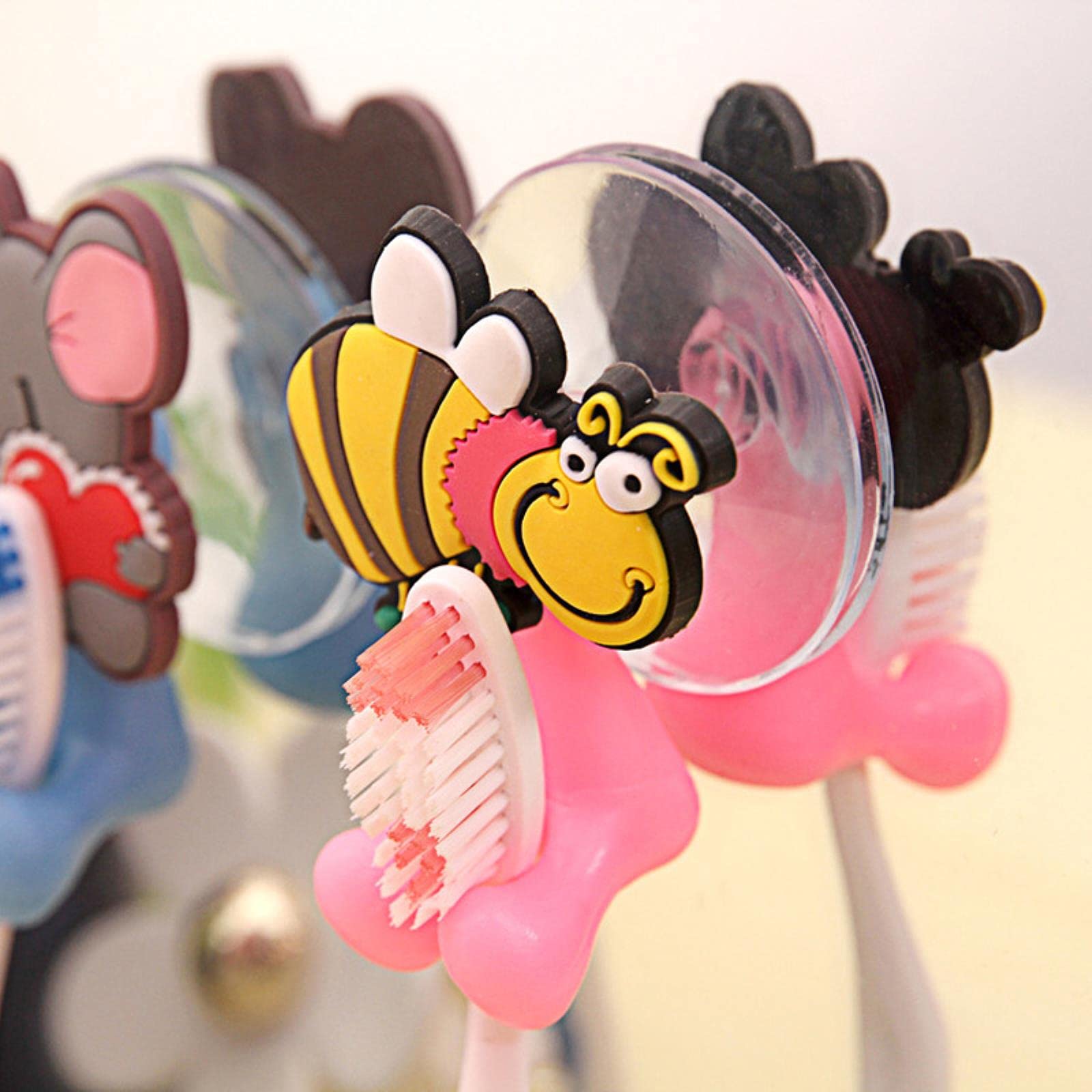 3 Portaspazzolini Per Bambini A Forma Di Animale - Design Carino, Senza Ventosa, Per Incoraggiare A Lavarsi I Denti - Foto 7