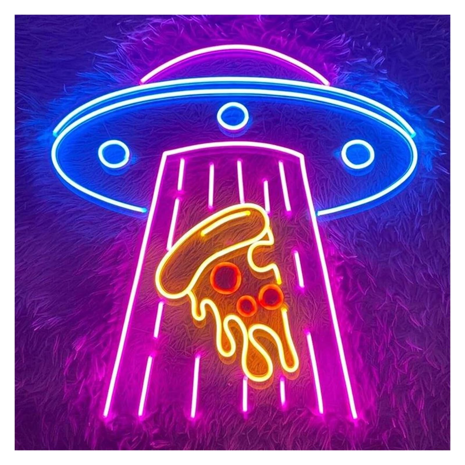 Lemst A Signs Lamp Ufo Pizz Neon Signs Usb Powered Djustable Brightness Pizz Neon Lights, Suitable For Room Party Decor 40Cmx40cm(A)