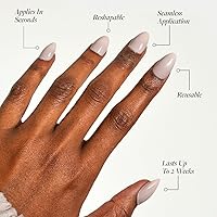 Vista 9 de Glamnetic Uñas a presión – Red Affair Uñas cortas de punta francesa con purpurina roja almendra con un acabado brillante 15 tamaños – Kit de 30