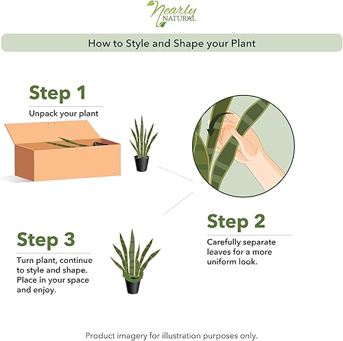 Miniatura 7 de Nearly Natural Sansevieria - Plantas artificiales de seda de 46 pulgadas, color verde