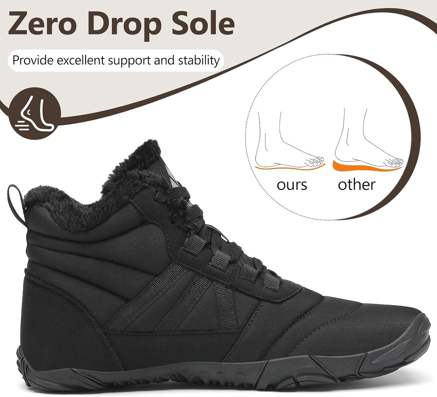Mishansha Mens Womens Winter Barefoot Shoes Wide Toe Box Winter Boots Warm Lined Zero Drop Sole - Image 5