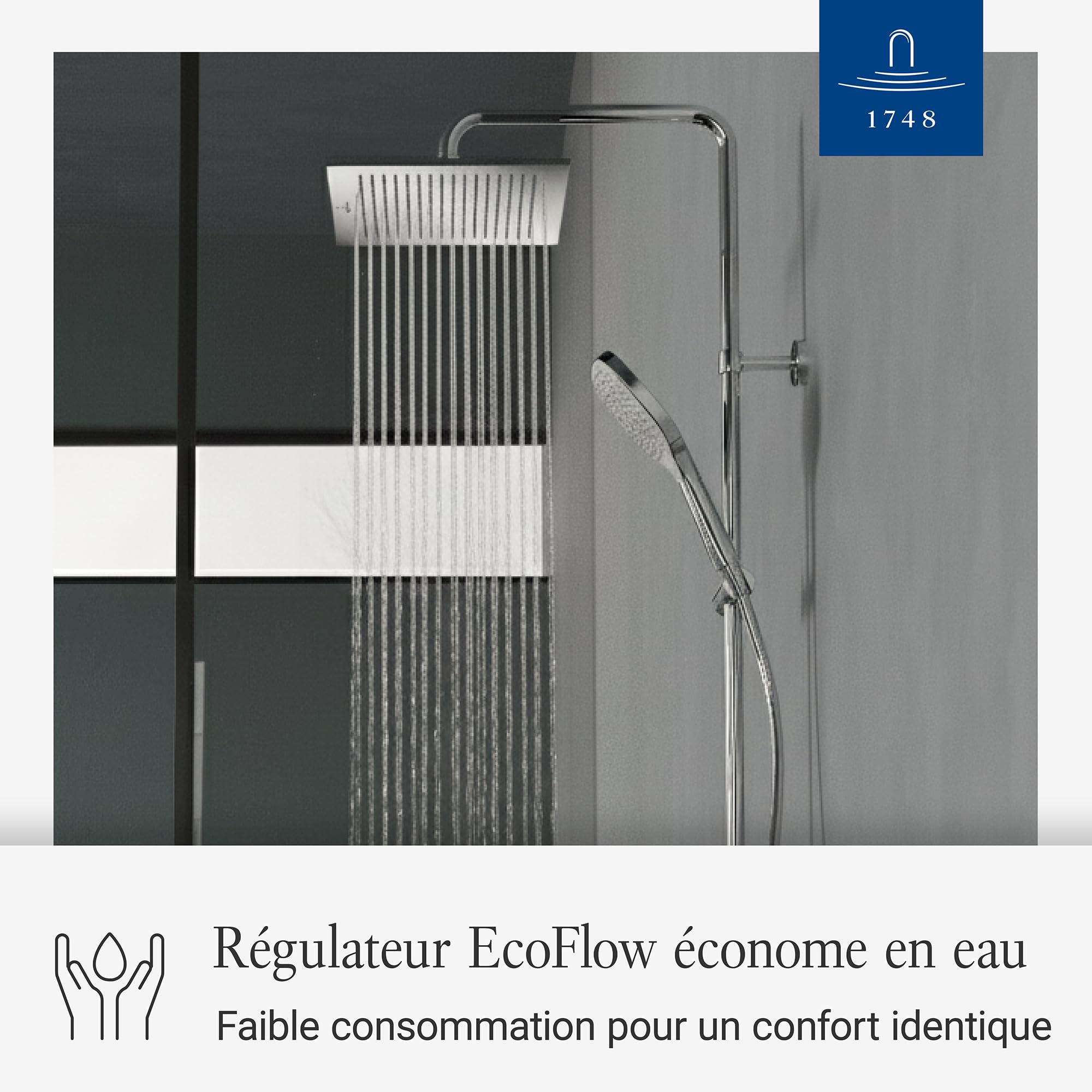 Villeroy & Boch Elody système de douche, complet avec thermostat – Chrome