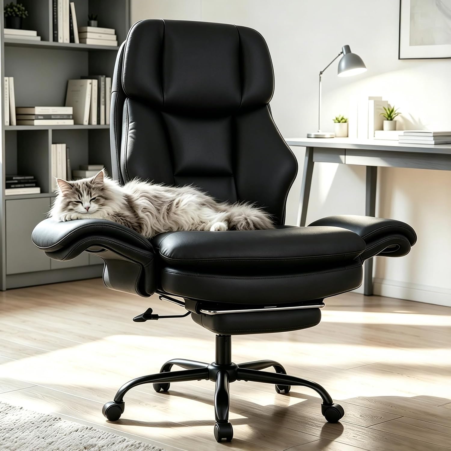 COSTWAY Big and Tall Office Chair with Flip Armrests and Footrest - Image 1