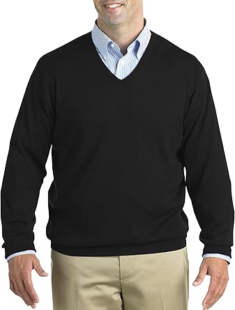 Harbor Bay by DXL Men's Big and Tall V-Neck Pullover | Lightweight Cotton for Easy Wear with a Ribbed-Knit Trim