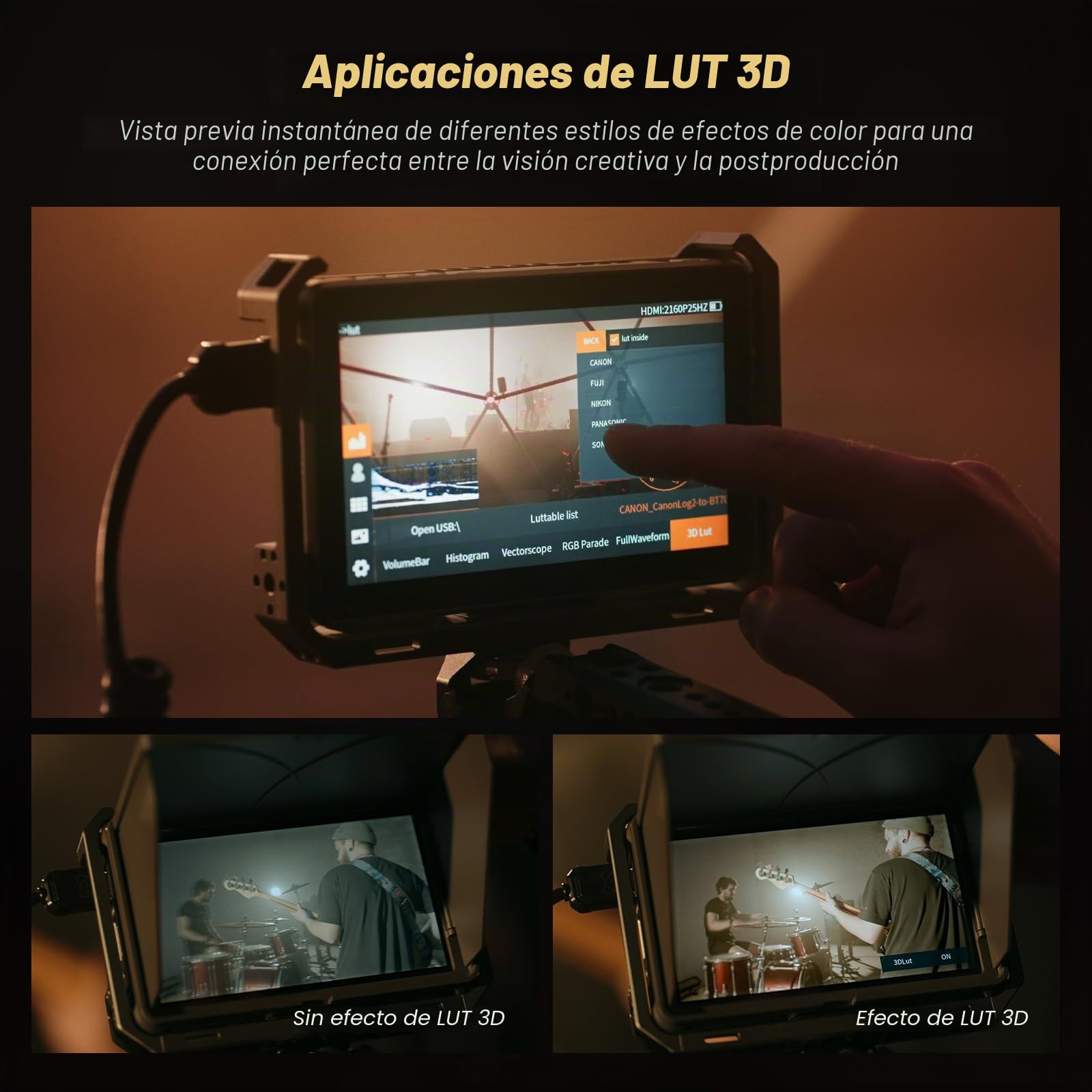 VILTROX DC-X3 DCX3 External Camera Field Monitor 4K para Cámara 6 Pulgadas 2000Nit HD Monitor Camera HDMI/3G-SDI,Full HD 1920x1080 IPS,3D LUT con Batería,Parasol para Cámaras DSLR Sony Canon Nikon