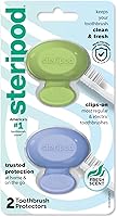 Steripod Clip-On Toothbrush Protector 2-Pack, Thymol-Infused for Fresh Bristles Up to 3 Months, Fits Most Manual & Electric Brushes